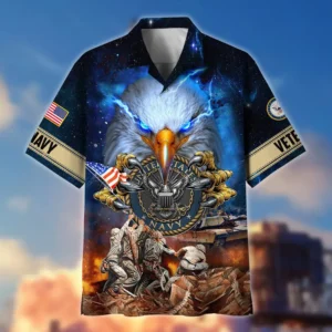 U.S. Navy Veteran  Military Inspired Military Inspired Clothing For Veterans All Over Prints Oversized Hawaiian Shirt