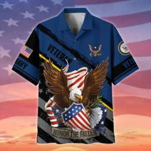 U.S. Navy Veteran  Military Inspired Patriotic Clothing For Veteran Events All Over Prints Oversized Hawaiian Shirt