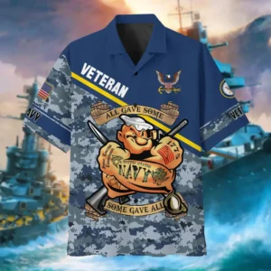 U.S. Navy Veteran  Military Inspired Patriotic Clothing For Veteran Events All Over Prints Oversized Hawaiian Shirt