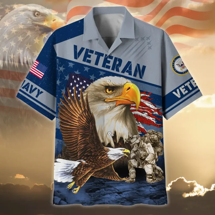 U.S. Navy Veteran  Military Inspired Respectful Attire For Navy Service Members All Over Prints Oversized Hawaiian Shirt