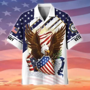 U.S. Navy Veteran Navy Retirees Patriotic Attire For Military Retirees All Over Prints Oversized Hawaiian Shirt