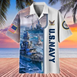 U.S. Navy Veteran Navy Retirees Patriotic Clothing For Veteran Events All Over Prints Oversized Hawaiian Shirt