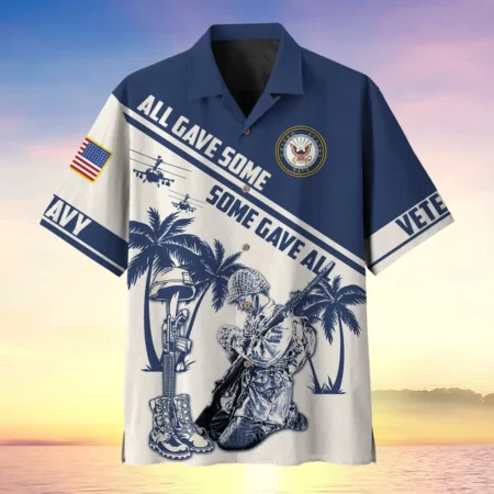 U.S. Navy Veteran  Navy Veteran Uniform Military Inspired Clothing For Veterans All Over Prints Oversized Hawaiian Shirt