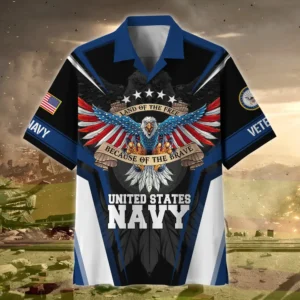 U.S. Navy Veteran  Navy Veteran Uniform Patriotic Clothing For Veteran Events All Over Prints Oversized Hawaiian Shirt