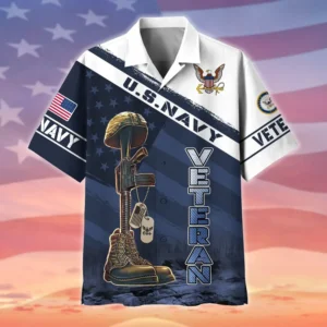 U.S. Navy Veteran  Patriotic Retired Soldiers Appreciation Gifts For Military Veterans All Over Prints Oversized Hawaiian Shirt