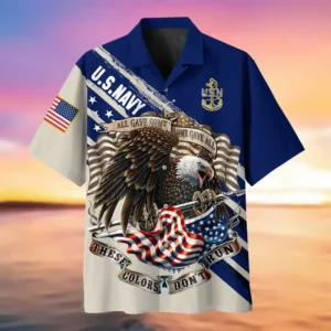 U.S. Navy Veteran  Patriotic Retired Soldiers Military Inspired Clothing For Veterans All Over Prints Oversized Hawaiian Shirt