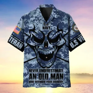 U.S. Navy Veteran  Patriotic Retired Soldiers Patriotic Clothing For Veteran Events All Over Prints Oversized Hawaiian Shirt