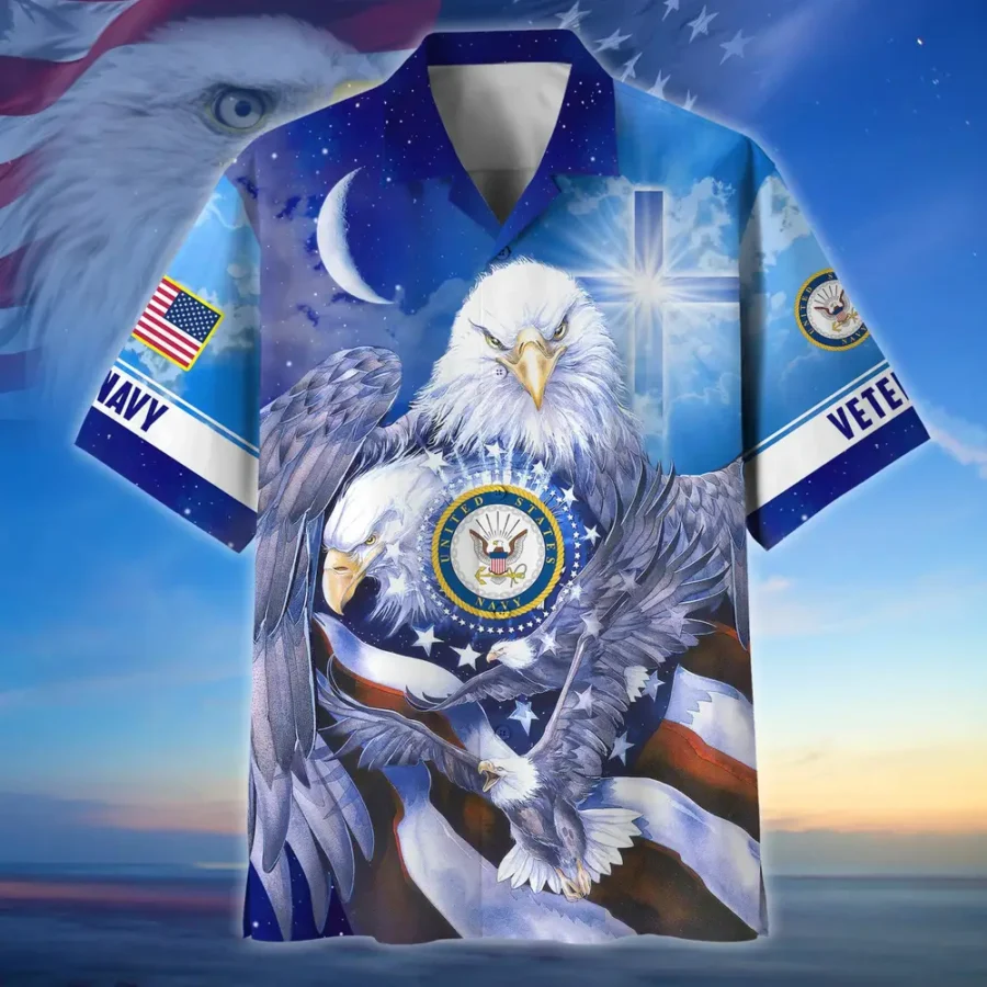 U.S. Navy Veteran  Patriotic Retired Soldiers Respectful Attire For Navy Service Members All Over Prints Oversized Hawaiian Shirt