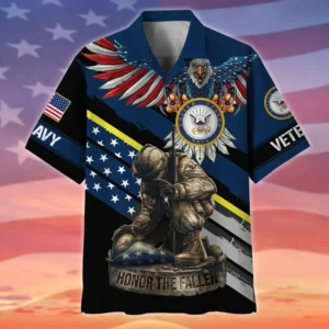 U.S. Navy Veteran Veteran Pride Patriotic Clothing For Veteran Events All Over Prints Oversized Hawaiian Shirt