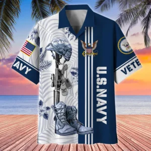 U.S. Navy Veteran Veteran Pride Patriotic Clothing For Veteran Events All Over Prints Oversized Hawaiian Shirt