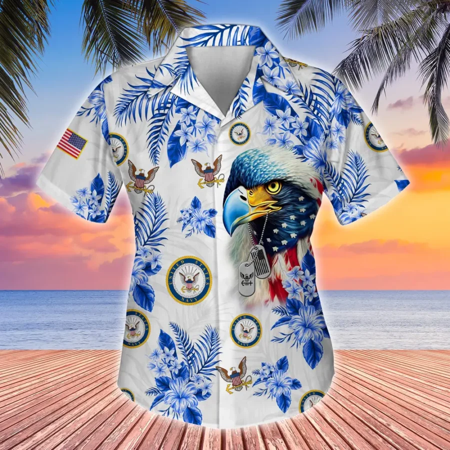 U.S. Navy Veteran Veteran Pride Respectful Attire For Navy Service Members All Over Prints Oversized Hawaiian Shirt