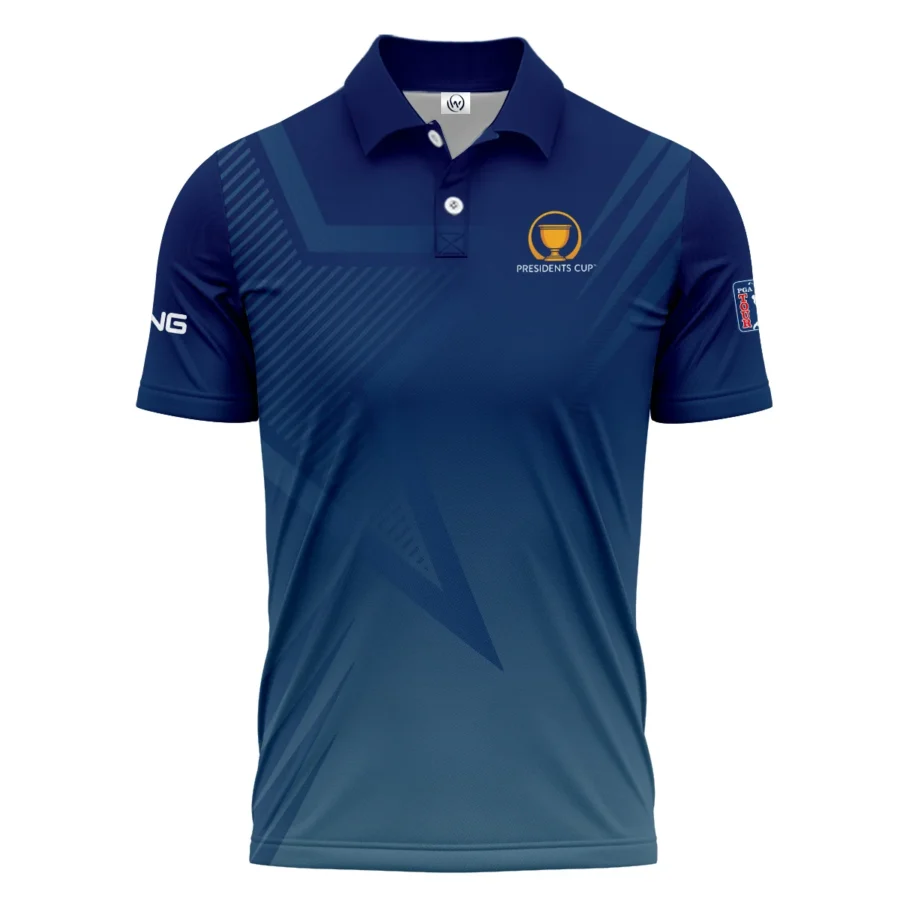 Presidents Cup Dark Blue Star Gradient Background Ping Polo Shirt Style Classic