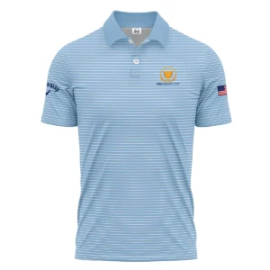 Presidents Cup Light Blue Line White Pattern Callaway Zipper Polo Shirt Style Classic