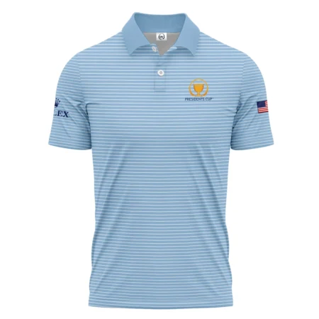 Presidents Cup Light Blue Line White Pattern Rolex Polo Shirt Style Classic