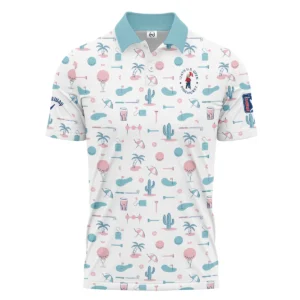 124th U.S. Open Pinehurst Slightly Desaturated Cyan Soft Red Pattern Golf White Background Callaway Zipper Polo Shirt Style Classic