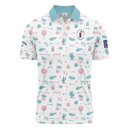 124th U.S. Open Pinehurst Slightly Desaturated Cyan Soft Red Pattern Golf White Background Callaway Polo Shirt Style Classic