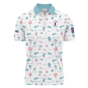 124th U.S. Open Pinehurst Slightly Desaturated Cyan Soft Red Pattern Golf White Background Rolex Performance T-Shirt Style Classic