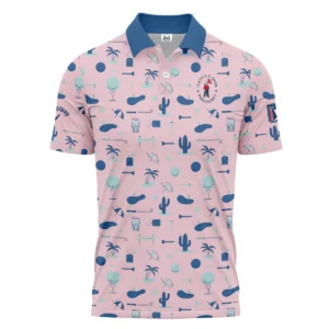 124th U.S. Open Pinehurst Golf Blue Pattern Pink Callaway Zipper Polo Shirt Style Classic