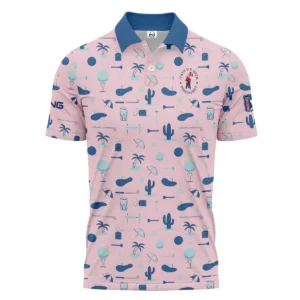 124th U.S. Open Pinehurst Golf Blue Pattern Pink Ping Zipper Polo Shirt Style Classic