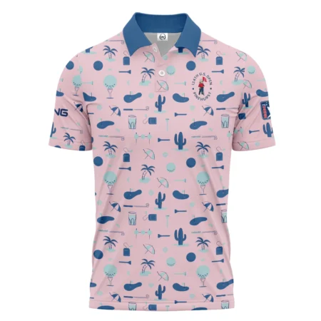 124th U.S. Open Pinehurst Golf Blue Pattern Pink Ping Polo Shirt Style Classic