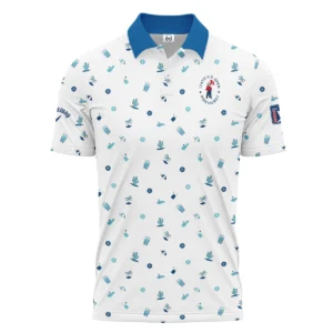 Blue Pattern Golf White Background 124th U.S. Open Pinehurst Callaway Zipper Polo Shirt Style Classic