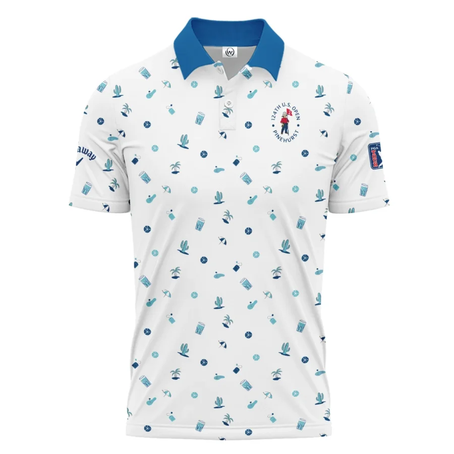 Blue Pattern Golf White Background 124th U.S. Open Pinehurst Callaway Polo Shirt Style Classic