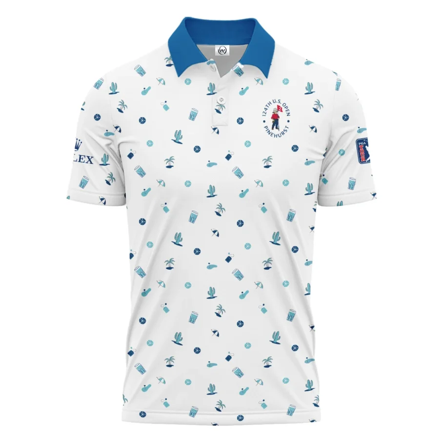 Blue Pattern Golf White Background 124th U.S. Open Pinehurst Rolex Polo Shirt Style Classic