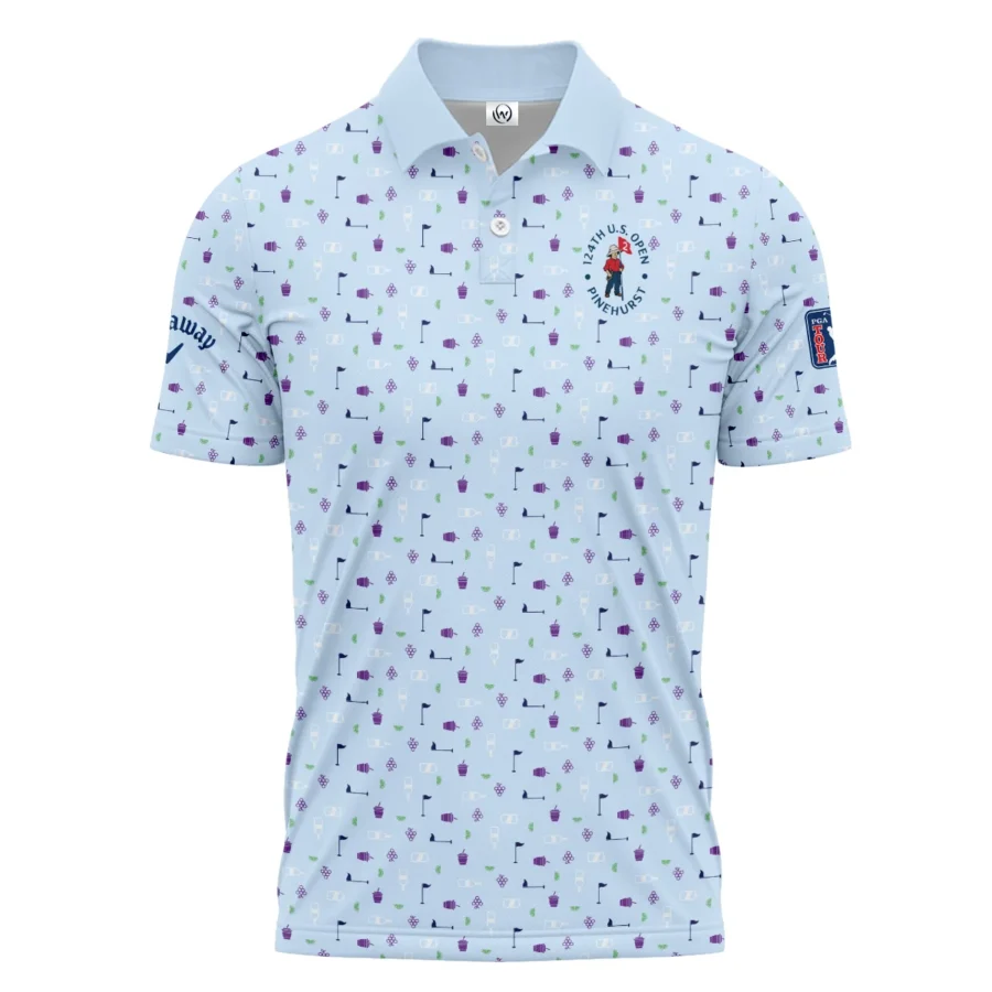 124th U.S. Open Pinehurst Light Blue Golf Purple Patern Background Callaway Polo Shirt Style Classic