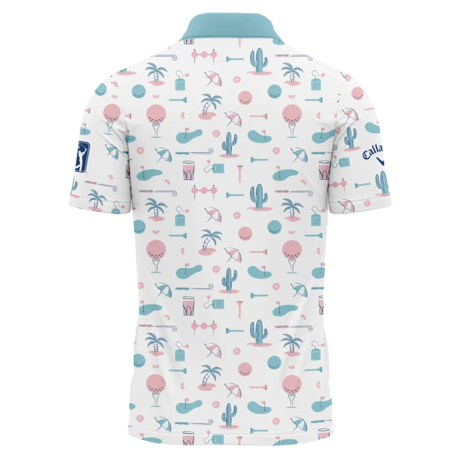 124th U.S. Open Pinehurst Slightly Desaturated Cyan Soft Red Pattern Golf White Background Callaway Polo Shirt Style Classic