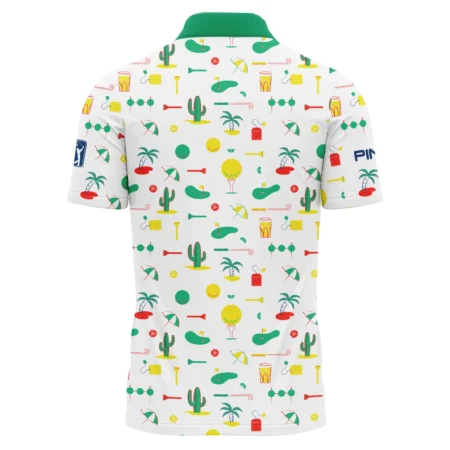 White Background Green Yellow Red Pattern Golf 124th U.S. Open Pinehurst Ping Polo Shirt Style Classic