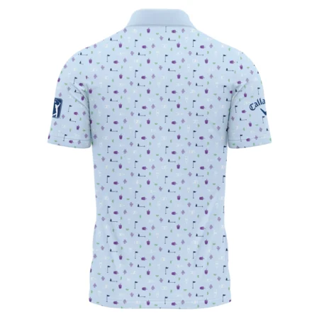 124th U.S. Open Pinehurst Light Blue Golf Purple Patern Background Callaway Polo Shirt Style Classic