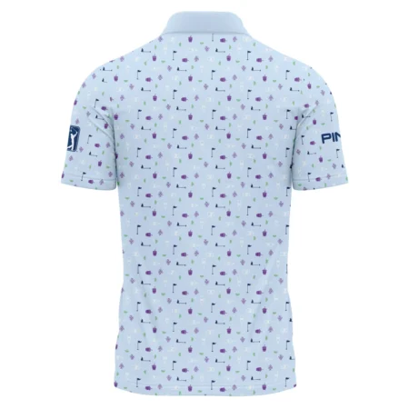 124th U.S. Open Pinehurst Light Blue Golf Purple Patern Background Ping Polo Shirt Style Classic