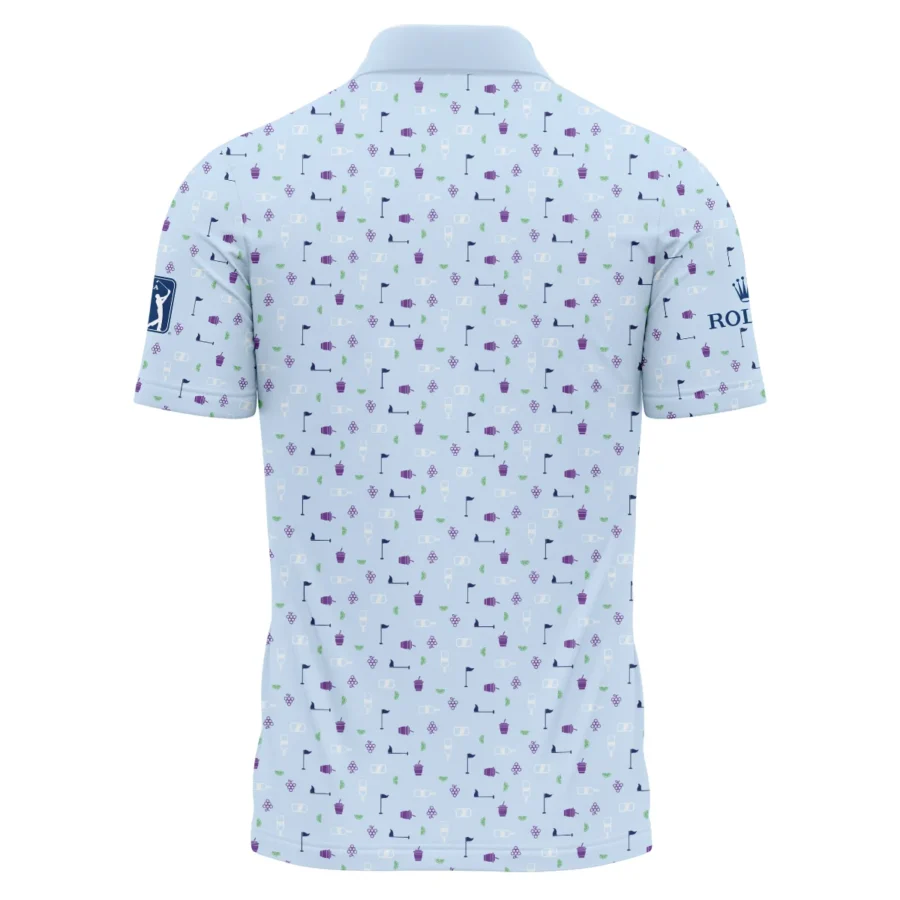 124th U.S. Open Pinehurst Light Blue Golf Purple Patern Background Rolex Polo Shirt Style Classic