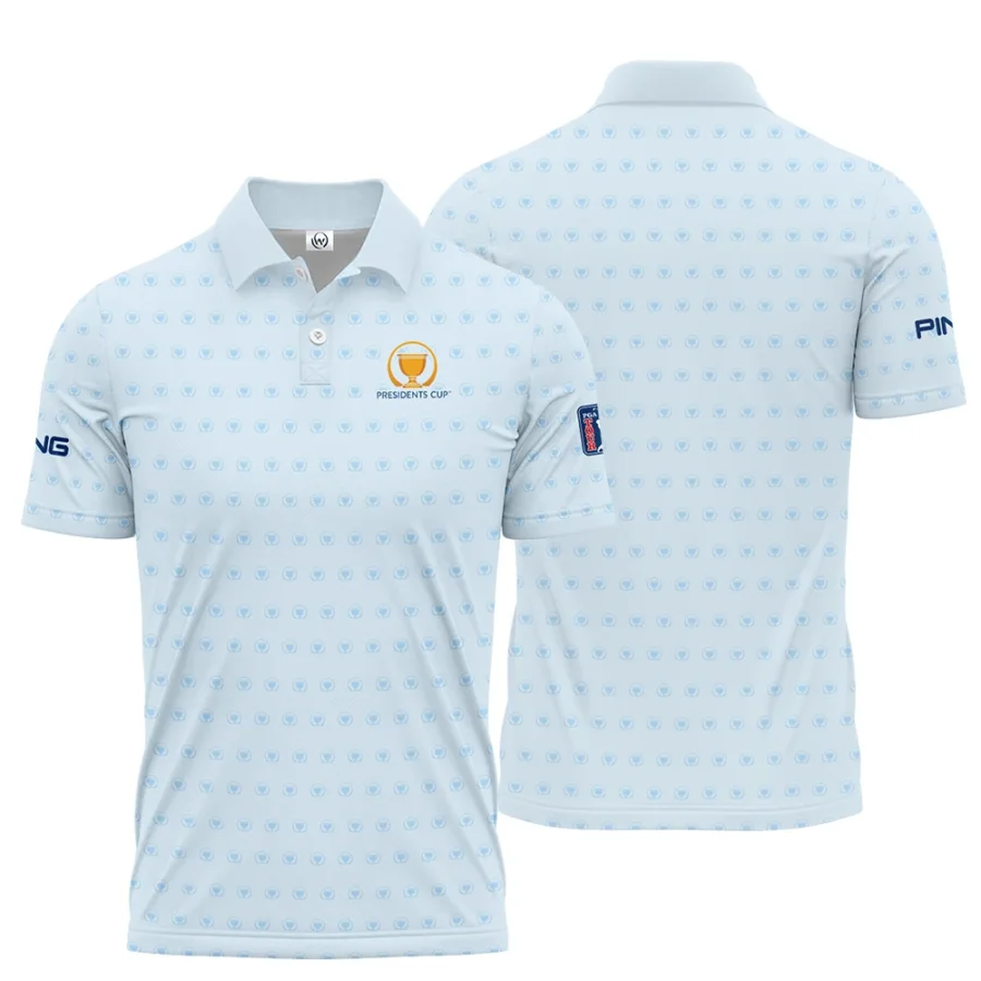 Presidents Cup Light Blue Golf Purple Patern Background Ping Polo Shirt Style Classic