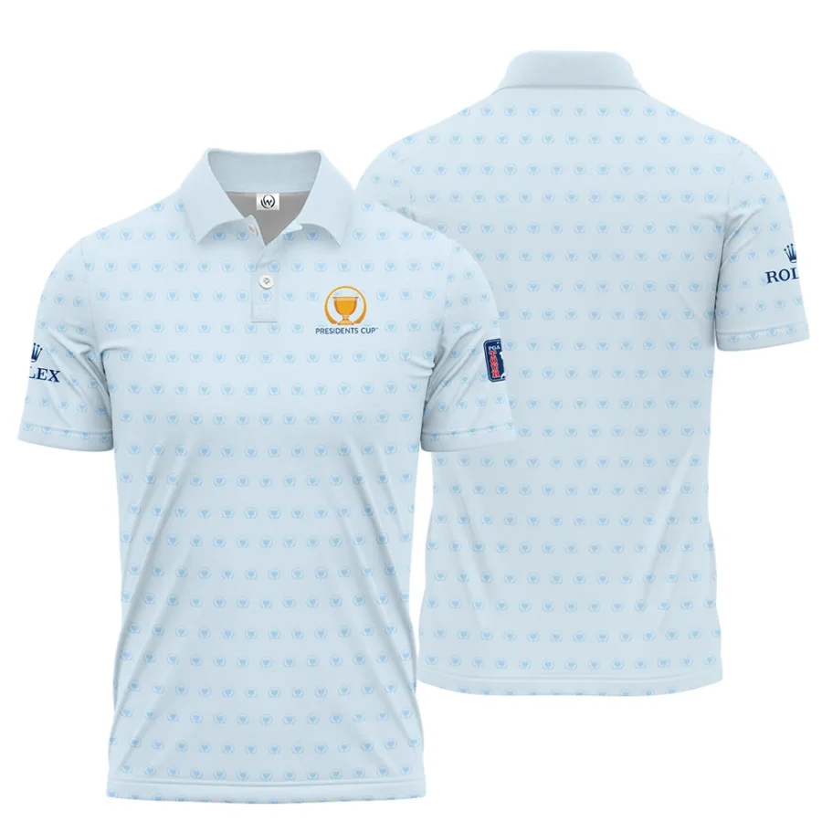 Presidents Cup Light Blue Golf Purple Patern Background Rolex Polo Shirt Style Classic