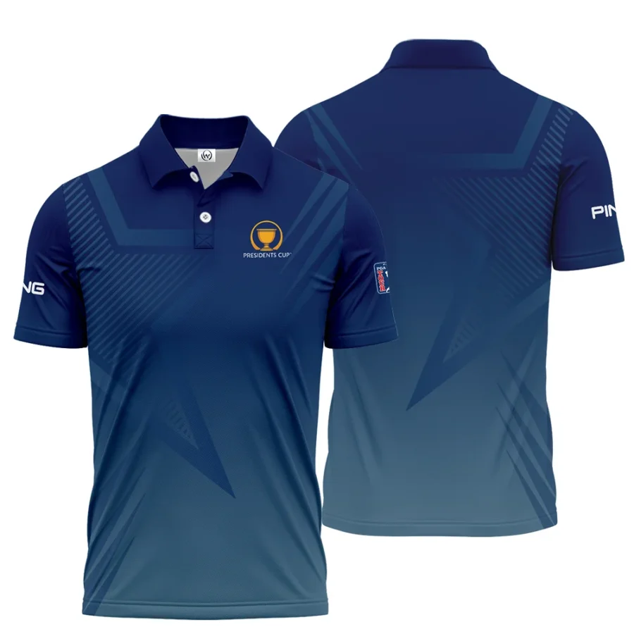 Presidents Cup Dark Blue Star Gradient Background Ping Polo Shirt Style Classic