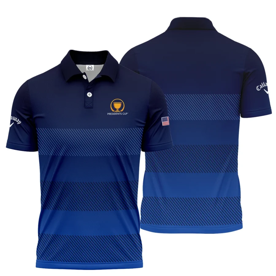 Dark Blue Gradient Line Pattern Background Presidents Cup Callaway Polo Shirt Style Classic