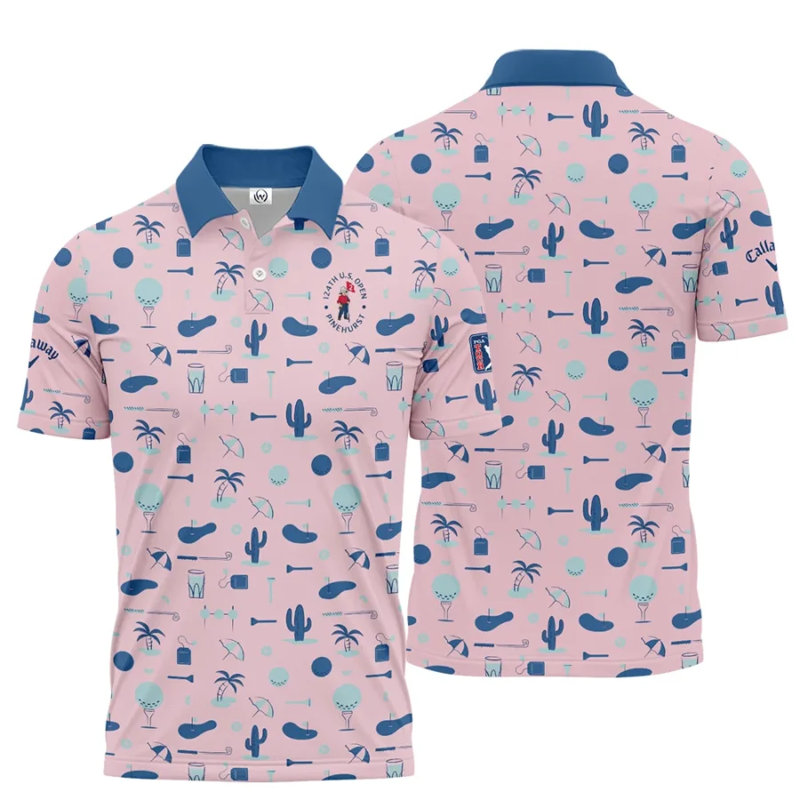 124th U.S. Open Pinehurst Golf Blue Pattern Pink Callaway Polo Shirt Style Classic