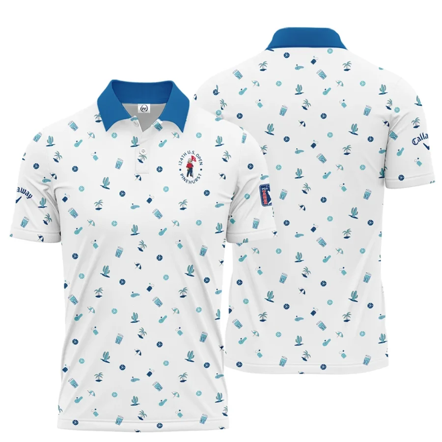 Blue Pattern Golf White Background 124th U.S. Open Pinehurst Callaway Polo Shirt Style Classic