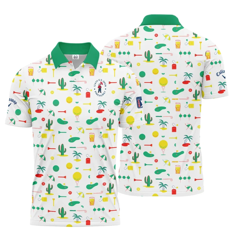 White Background Green Yellow Red Pattern Golf 124th U.S. Open Pinehurst Callaway Polo Shirt Style Classic