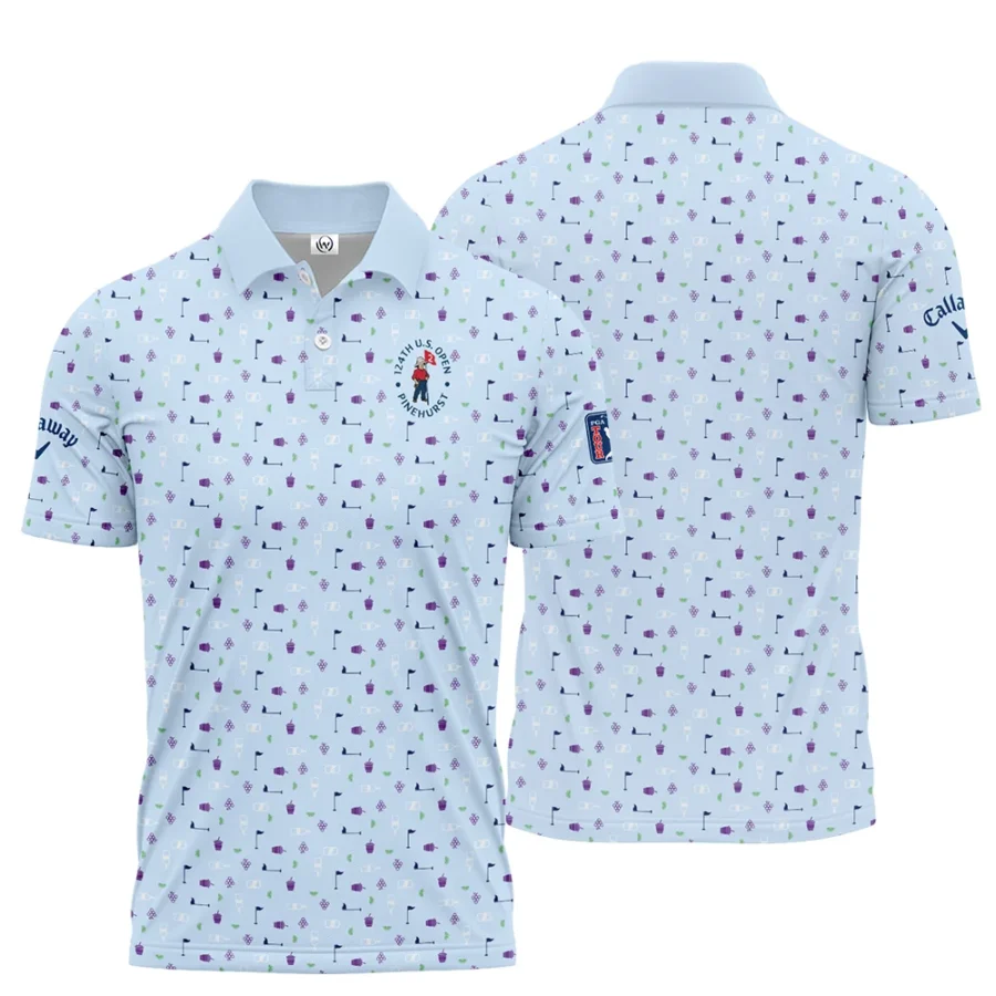 124th U.S. Open Pinehurst Light Blue Golf Purple Patern Background Callaway Polo Shirt Style Classic