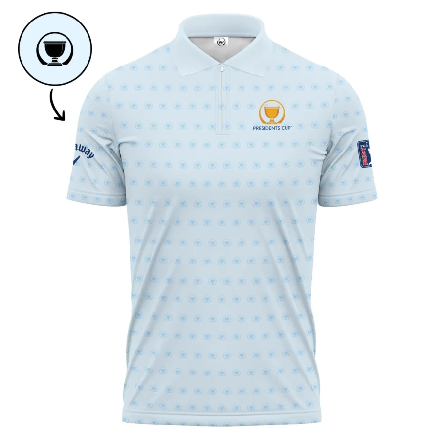 Presidents Cup Light Blue Golf Purple Patern Background Callaway Zipper Polo Shirt Style Classic