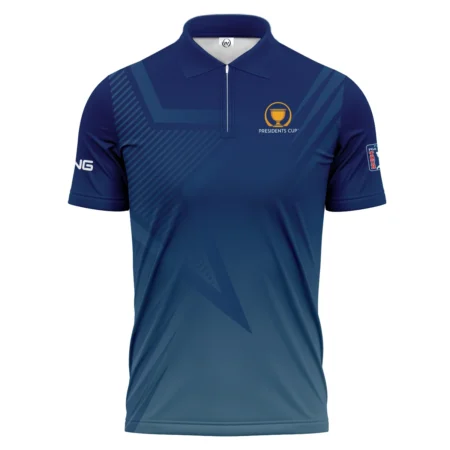 Presidents Cup Dark Blue Star Gradient Background Ping Zipper Polo Shirt Style Classic