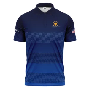 Dark Blue Gradient Line Pattern Background Presidents Cup Callaway Vneck Polo Shirt Style Classic