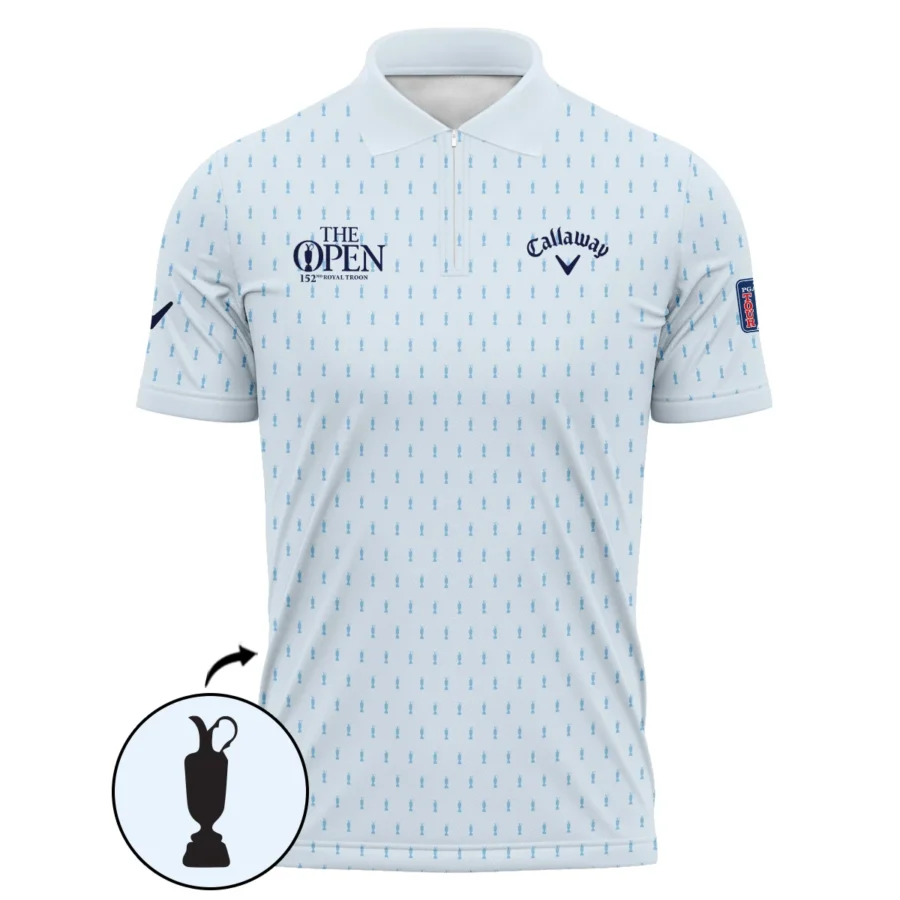 Golf Sport Light Blue Pattern Cup 152nd Open Championship Callaway Zipper Polo Shirt All Over Prints QTTOP160624A01CLWZPL