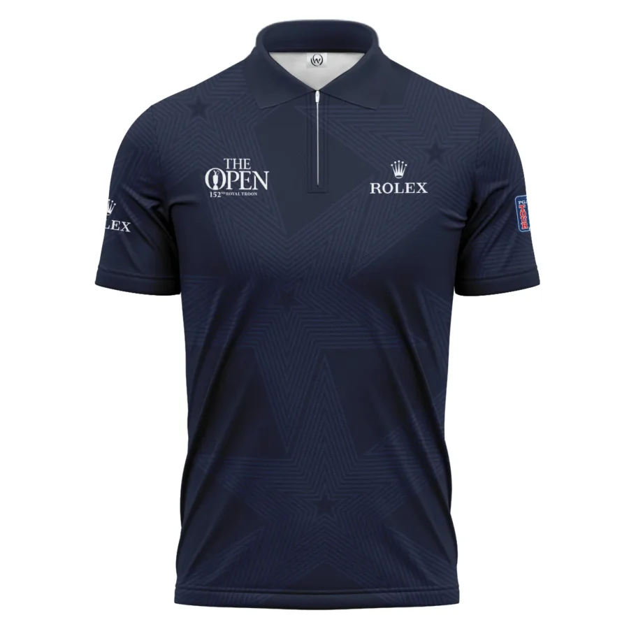 Golf Sport Navy Star 152nd Open Championship Pinehurst Rolex Zipper Polo Shirt Style Classic