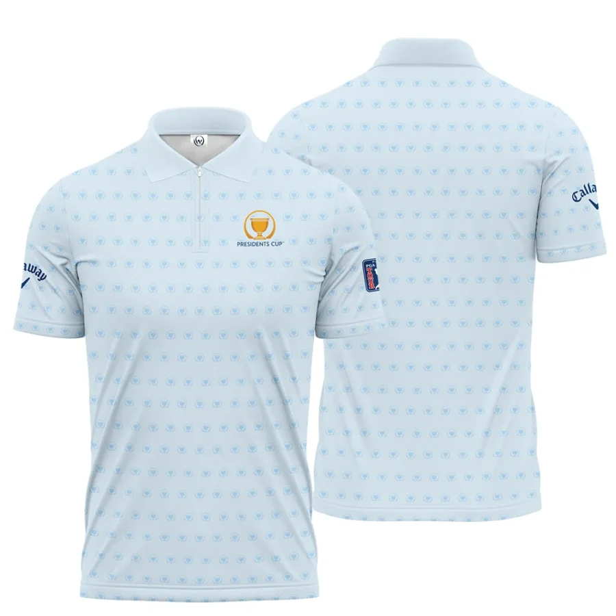 Presidents Cup Light Blue Golf Purple Patern Background Callaway Zipper Polo Shirt Style Classic