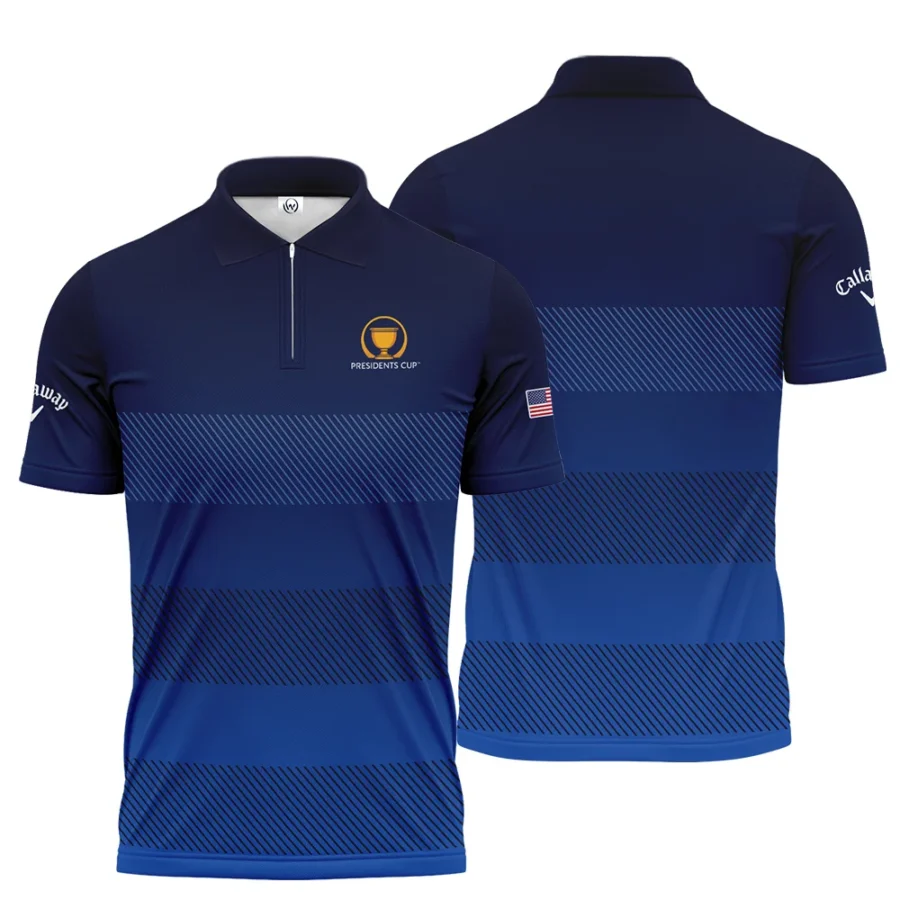 Dark Blue Gradient Line Pattern Background Presidents Cup Callaway Zipper Polo Shirt Style Classic