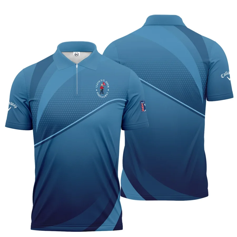 124th U.S. Open Pinehurst Dark Blue Gradient Background Callaway Zipper Polo Shirt Style Classic