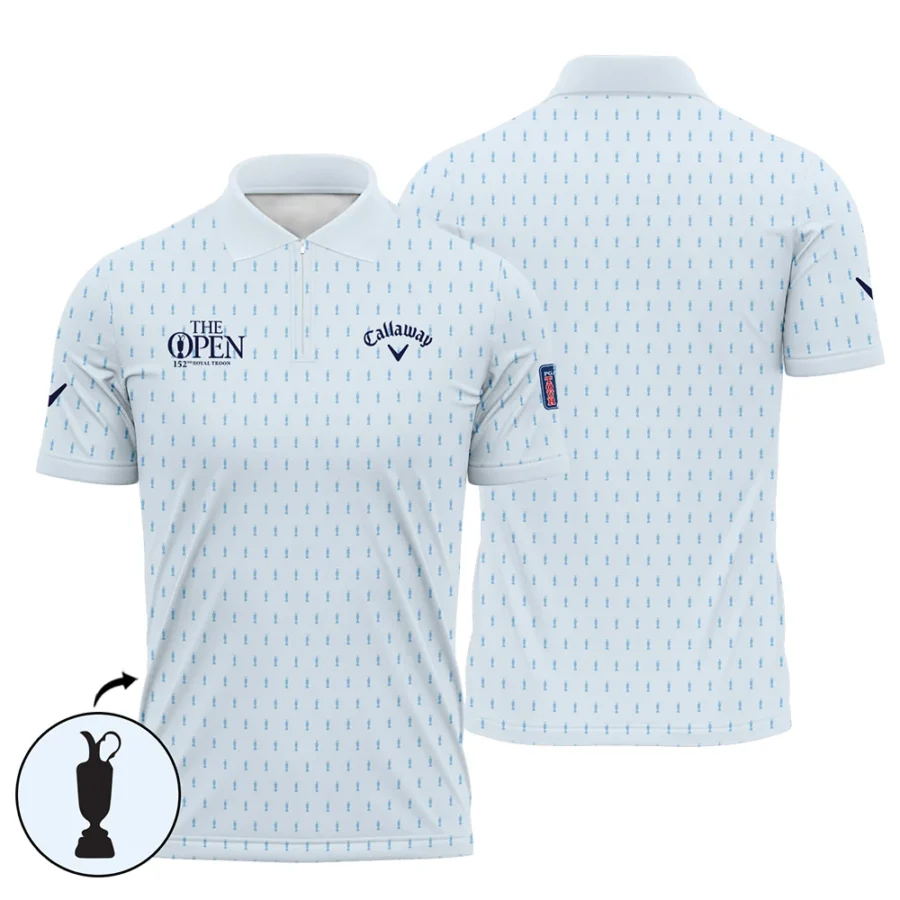 Golf Sport Light Blue Pattern Cup 152nd Open Championship Callaway Zipper Polo Shirt All Over Prints QTTOP160624A01CLWZPL